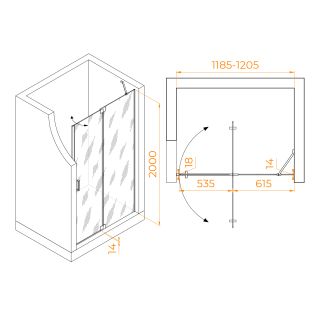 Душевая дверь RGW HO-014 350601412-11 120см хром